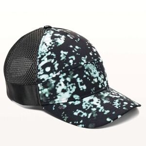 Lululemon Running Hat Snapback Mesh‎ Dash Splash Cap Active 5 Panel Black Blue